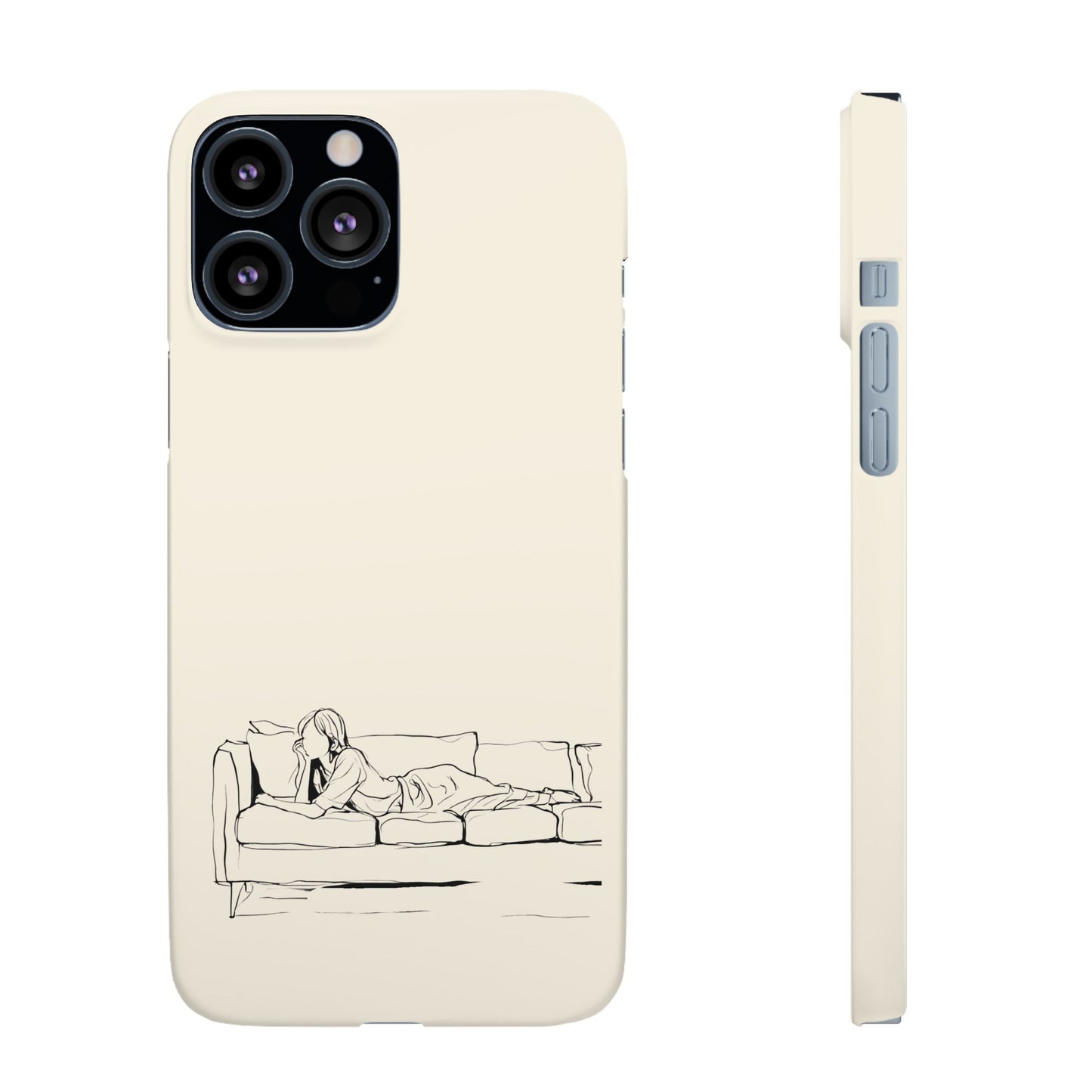 Cozy Sofa Line Art Phone Case, Minimalist & Relaxing Design For iPhone 16 15 Pro 14 12 XR 8 Samsung