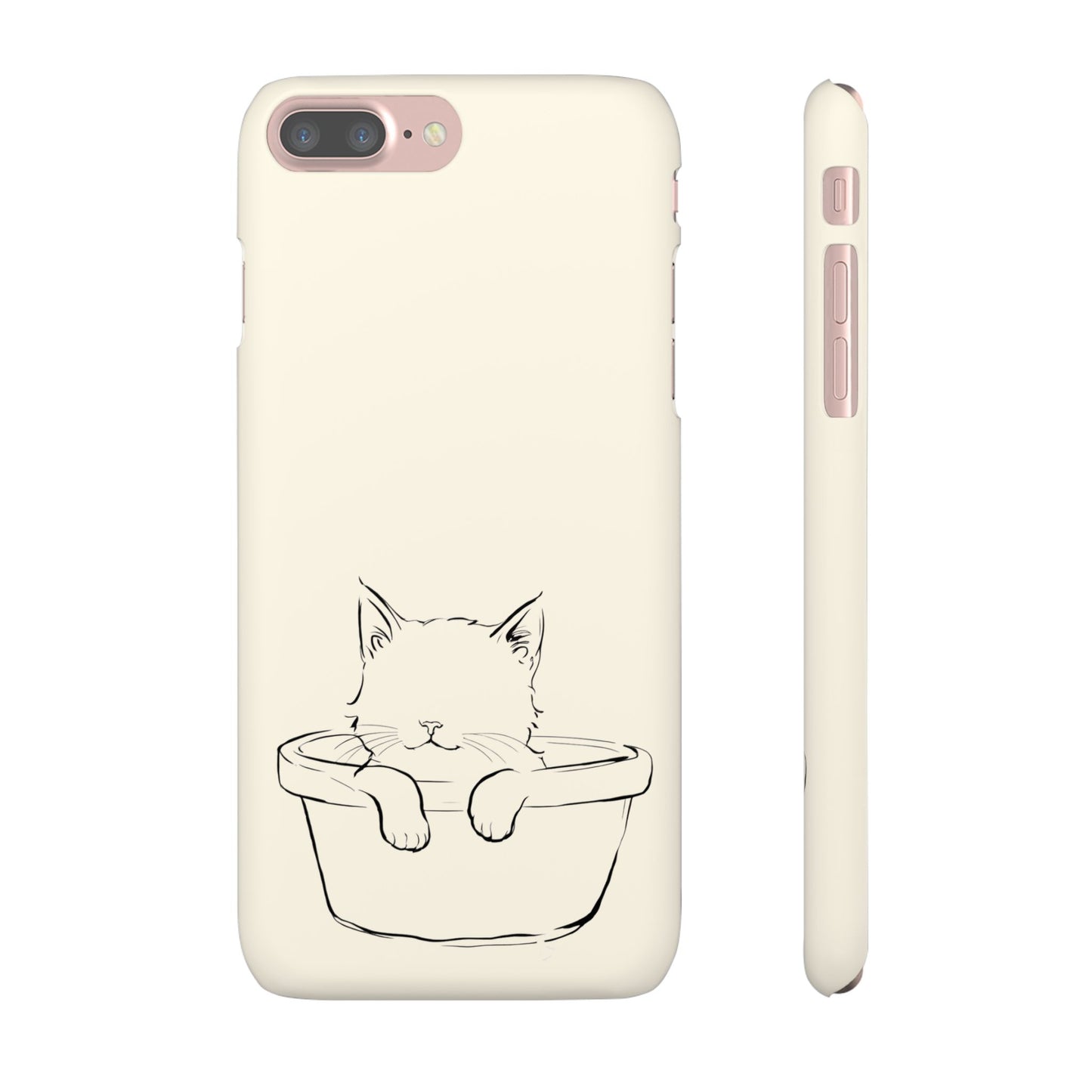 Kitten in a Basket Line Art Phone Case, Adorable & Cozy Design For iPhone 16 15 Pro 14 12 XR 8 Samsung