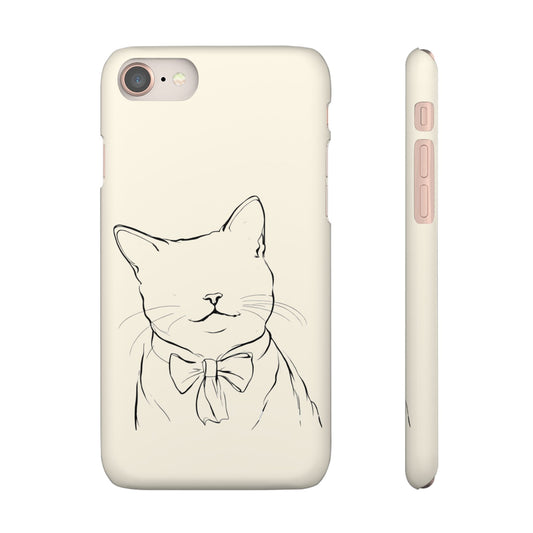 Charming Whiskers, Minimalist Cat Portrait Phone Case