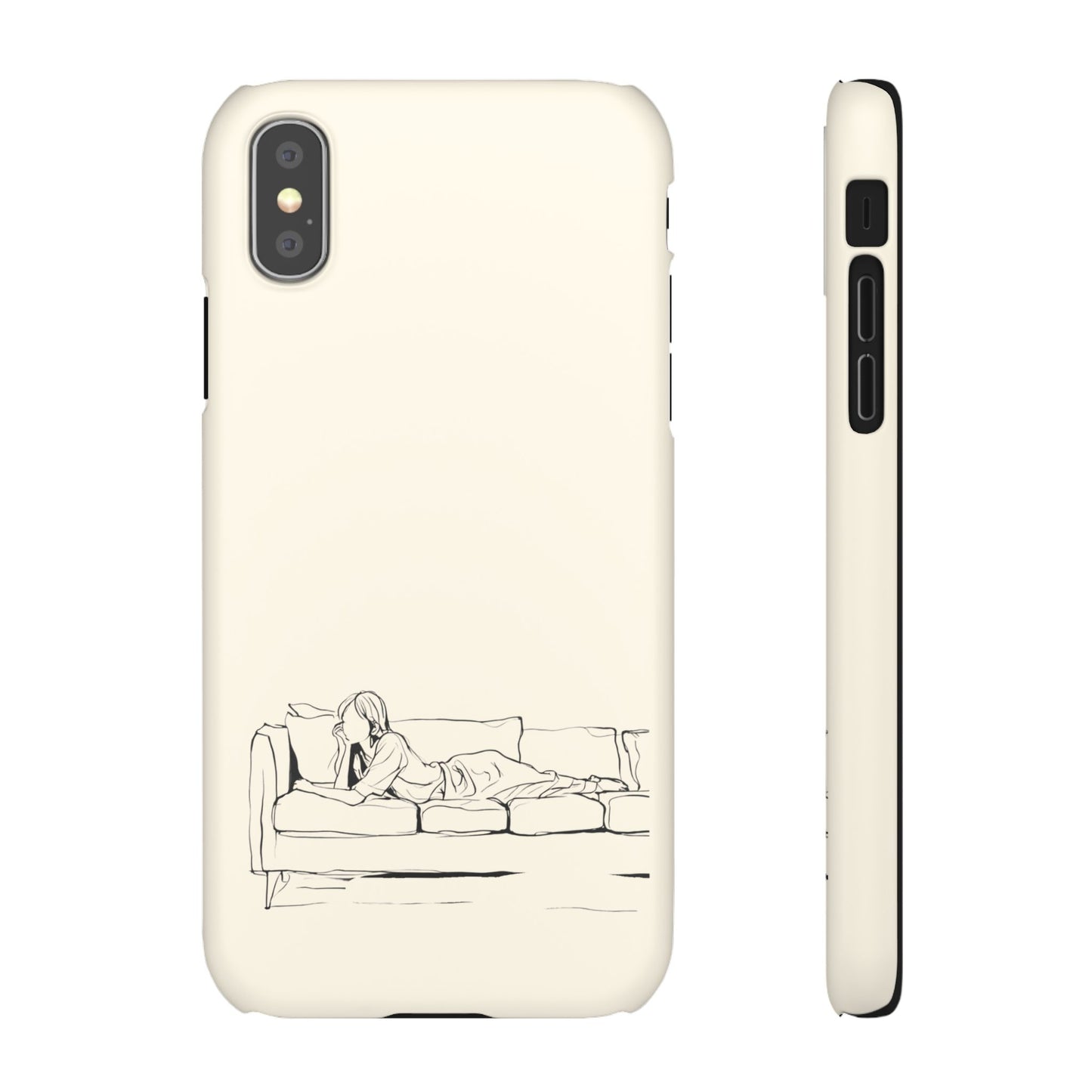 Cozy Sofa Line Art Phone Case, Minimalist & Relaxing Design For iPhone 16 15 Pro 14 12 XR 8 Samsung