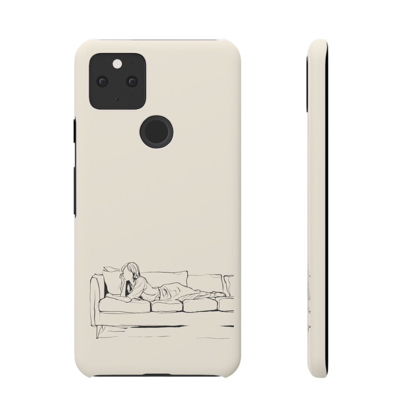 Cozy Sofa Line Art Phone Case, Minimalist & Relaxing Design For iPhone 16 15 Pro 14 12 XR 8 Samsung