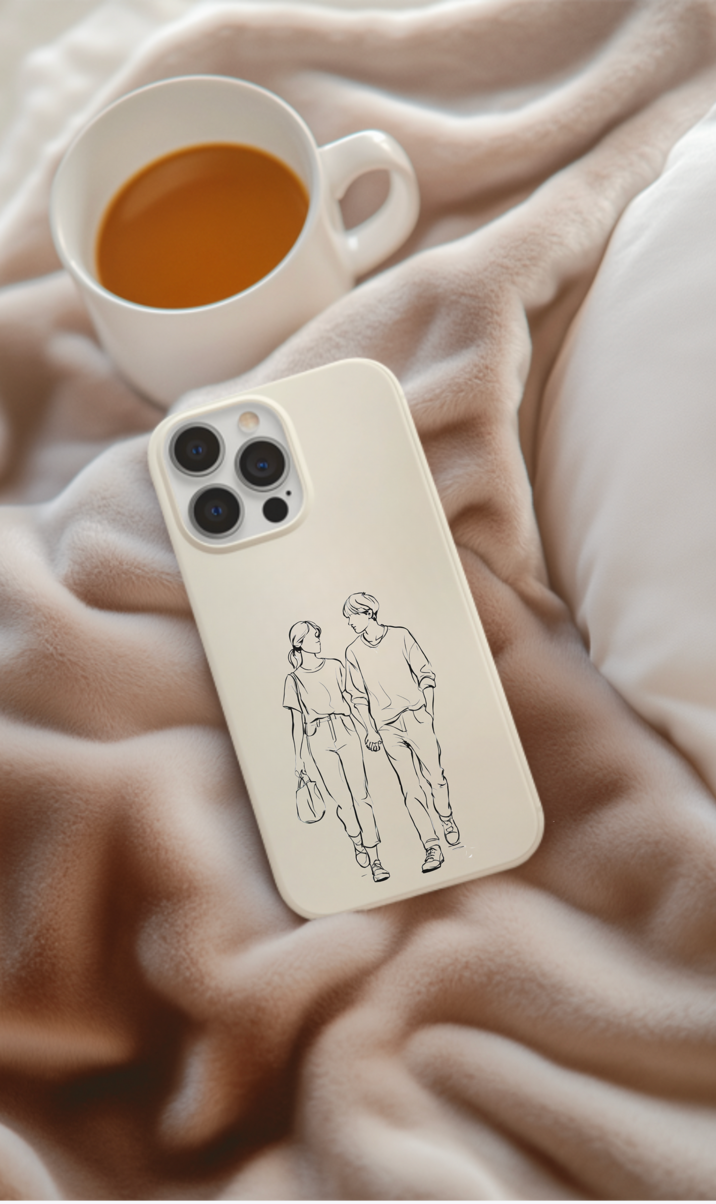 Together Forever Line Art Phone Case, Minimalist Couple Design For iPhone 16 15 Pro 14 12 XR 8 Samsung