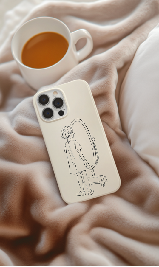 Dreamer's Reflection, Minimalist Line Art Phone Case